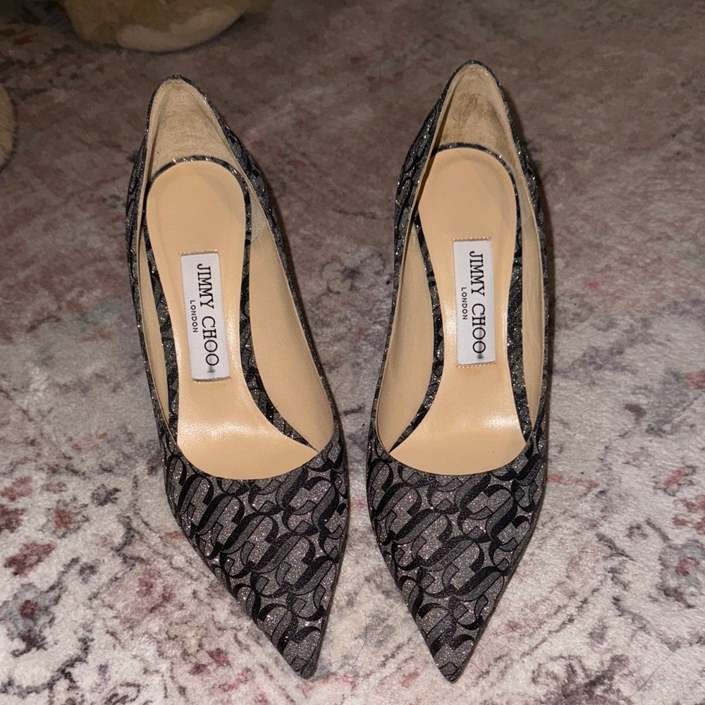 Jimmy Choo Black Patterned Heels